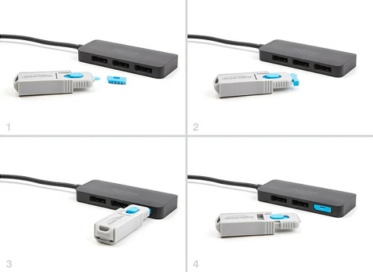 Bllokues porti DisplayPort DeLOCK, set 4 copë me çelës/mjet mbyllës, blu/gri
