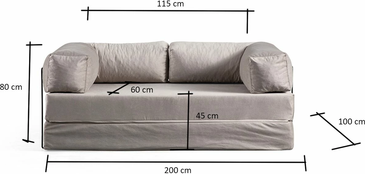 Divan-krevat dy vendësh, ngjyrë gri e çelët, Atelier del Sofa, Via Con