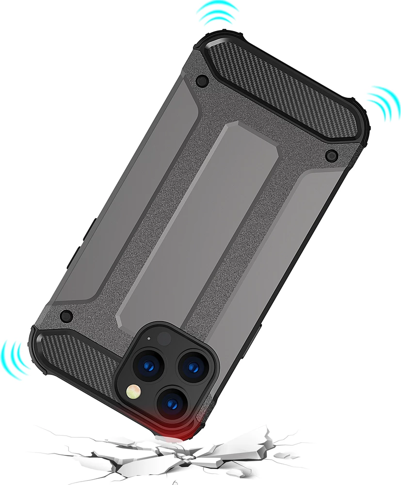 Mbështjellës Hurtel Hybrid Armor për iPhone 13 Pro, argjendtë