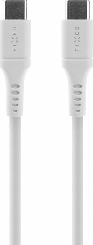Kabllo USB-C në USB-C Fixed FIXDLS-CC12-WH 1.2 m PD 60W e bardhë, me organizer ngjitës dhe shirit Velcro