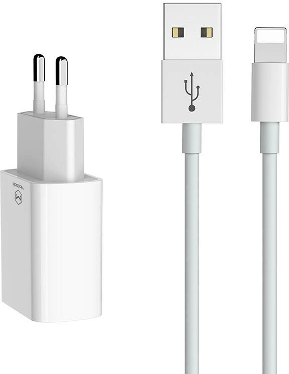 Karikues dyfishtë USB Mcdodo CH-6720 me kabllo Lightning 1m, i bardhë, set udhëtimi