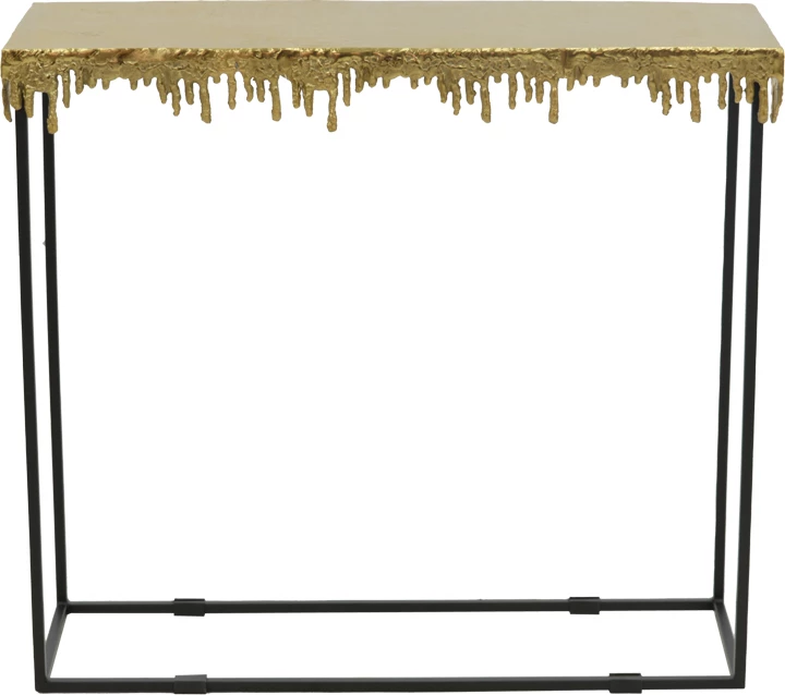 Tavolinë konzolë Bulco Inart, metal, ngjyrë ari-e zezë, 80.5x28x72cm