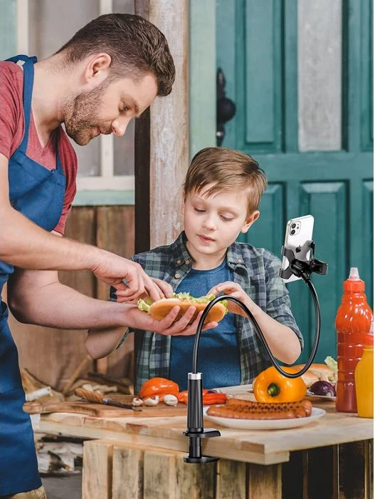 Mbajtëse telefoni UGREEN 80906, krah fleksibil 90cm, kapëse deri 8cm, për 4-7.2\", e zezë