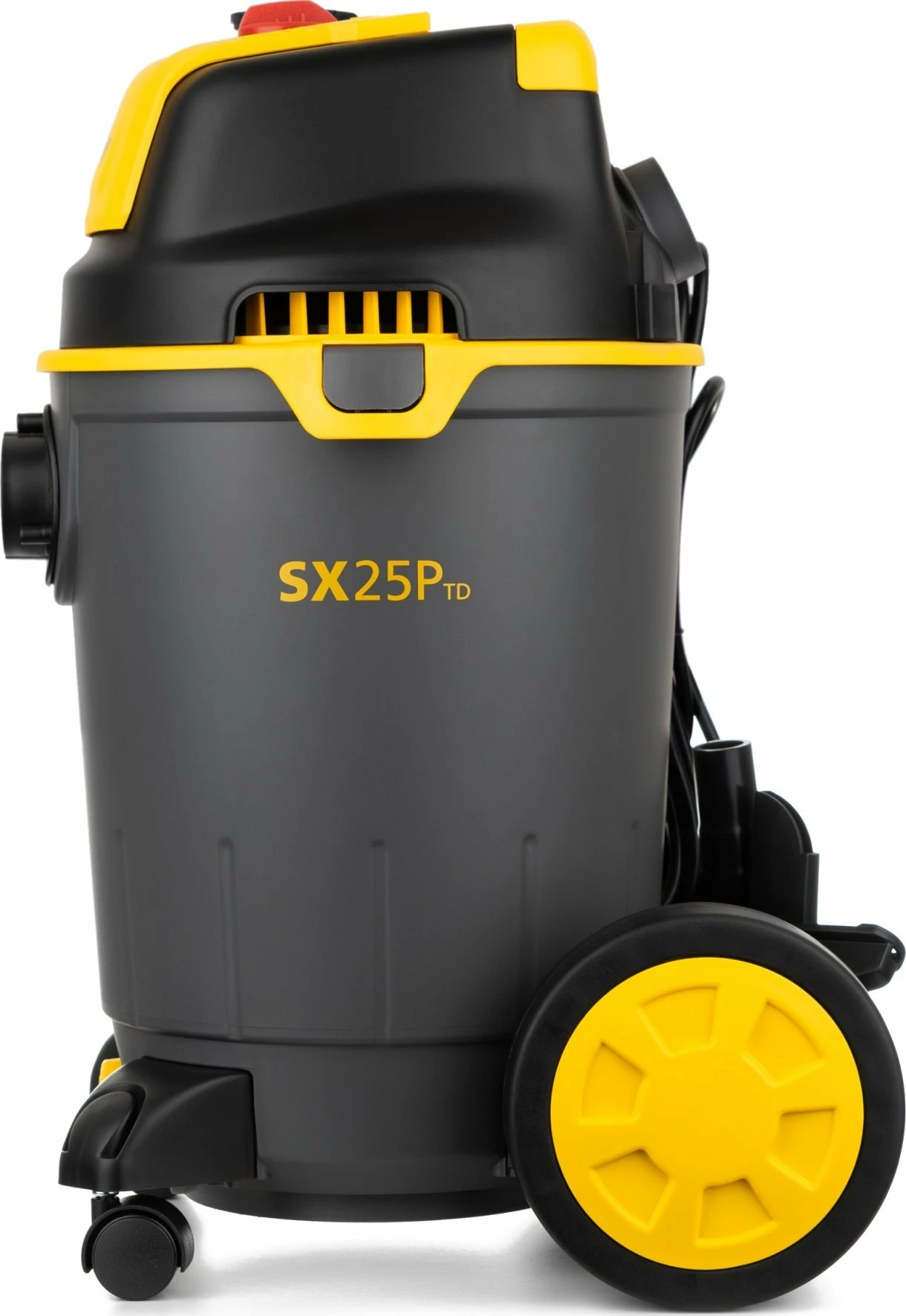 Fshesë me korrent industriale Stanley SXVC25PTDE 25L 1200W wet/dry, HEPA, prizë për vegla 2000W, funksion blower, e zezë/verdhe, set aksesorësh