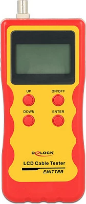 Tester kabllosh DeLOCK 86108, LCD, BNC/RJ-12/RJ-45/USB, 9 V, kuqe/verdhë