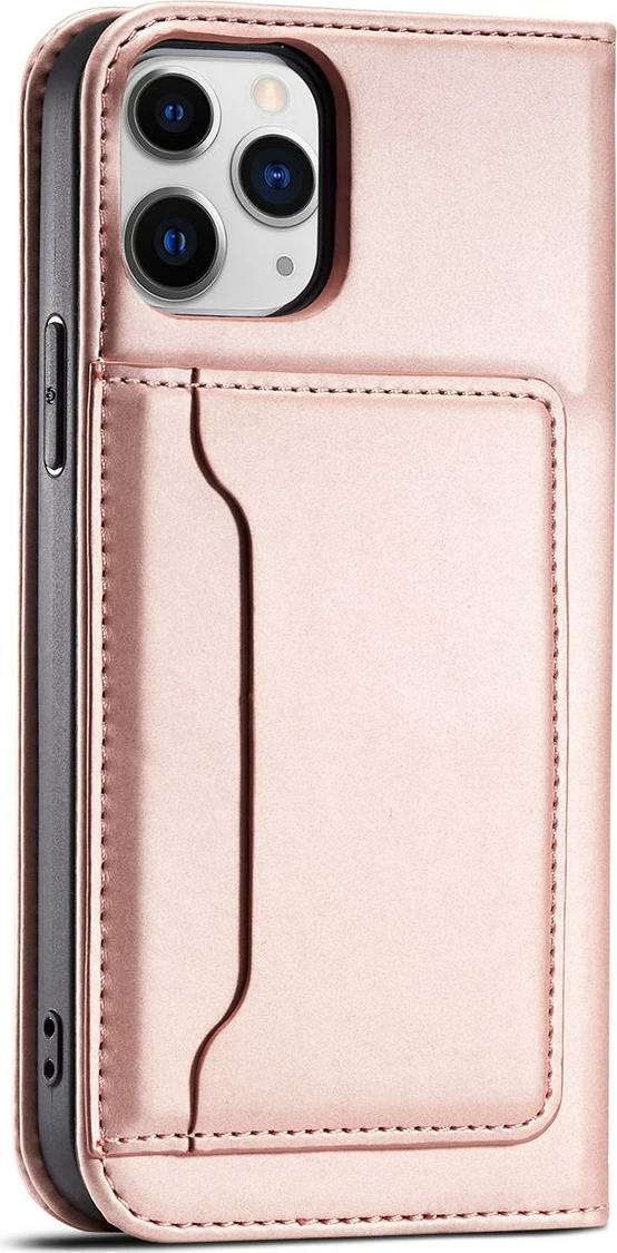 Mbështjellës Hurtel Magnet Card Case për iPhone 12 Pro Max, me xhep për karta, rozë