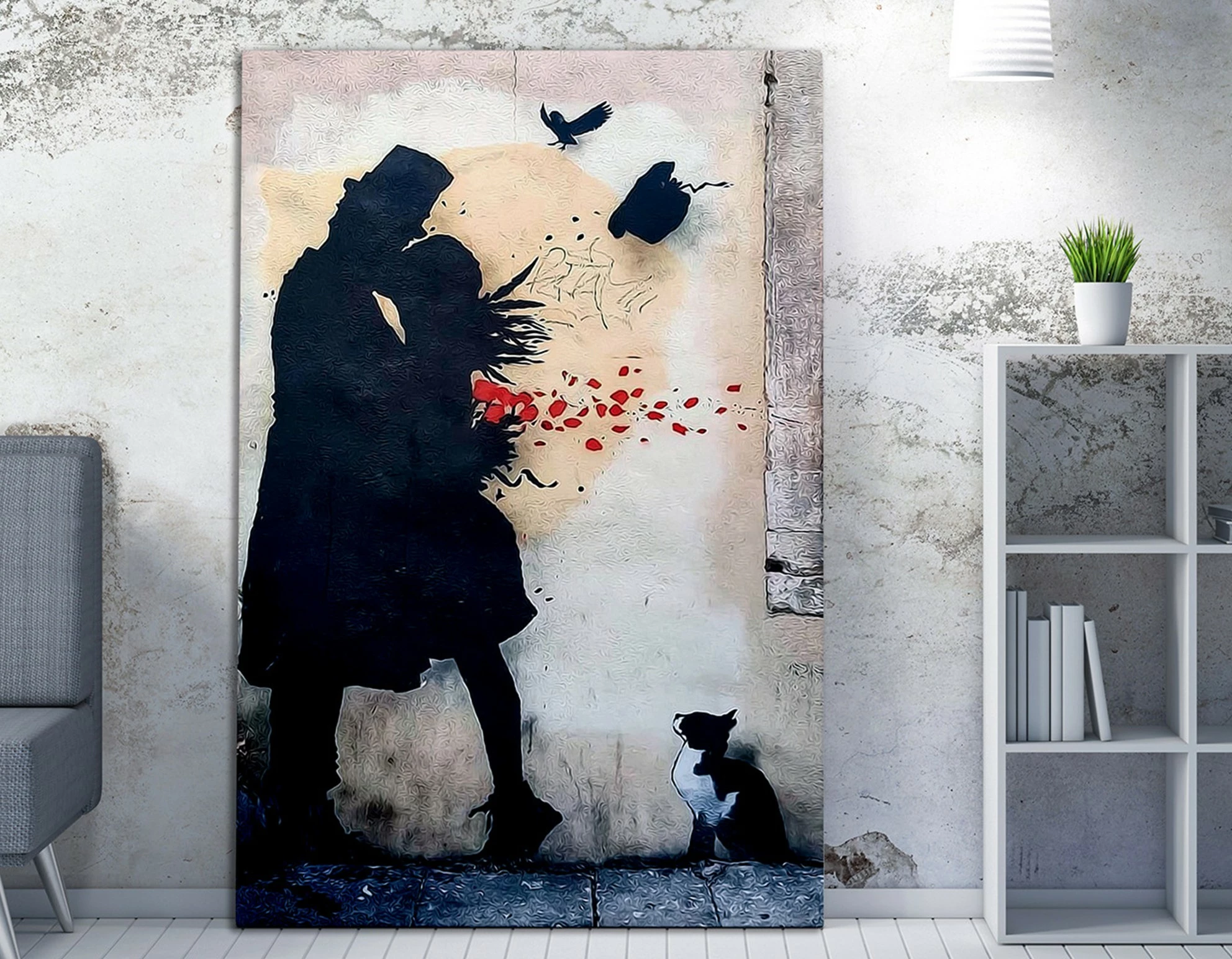 Pikturë dekorative në kanavacë, Street Art nga Kenny Random, shumëngjyrëshe, 50x70cm, me kornizë