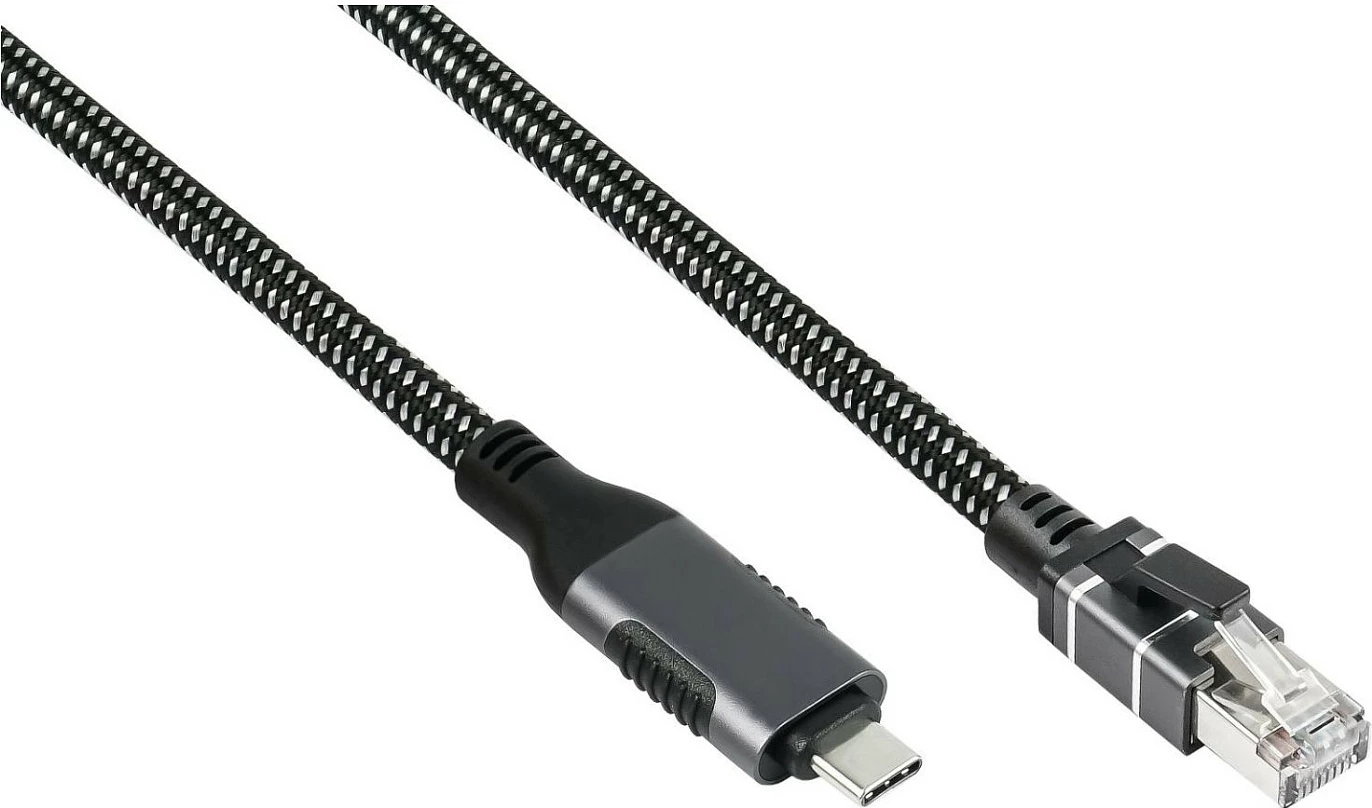 Kabllo Ethernet GoodConnections USB-C në RJ45, 1.5 m, Gigabit, e thurur, antracit