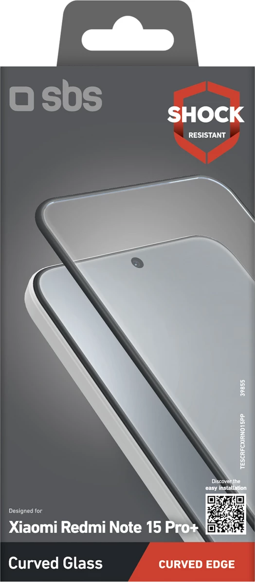 Xham mbrojtës ekrani SBS Screenglass 4D për Xiaomi Redmi Note 15 Pro+, i zi