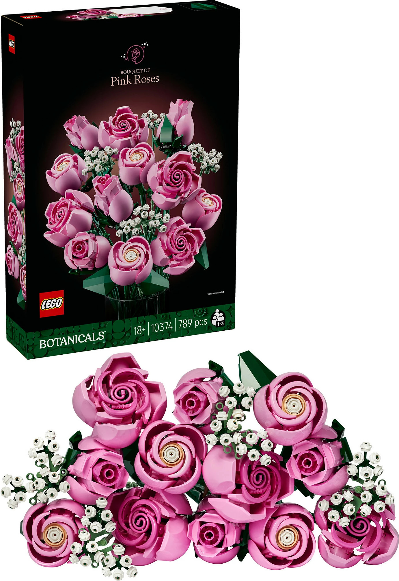 Set ndërtimi LEGO Botanicals 10374 Buqetë Trëndafilash Roze, 789 copë, 18+, multikolor