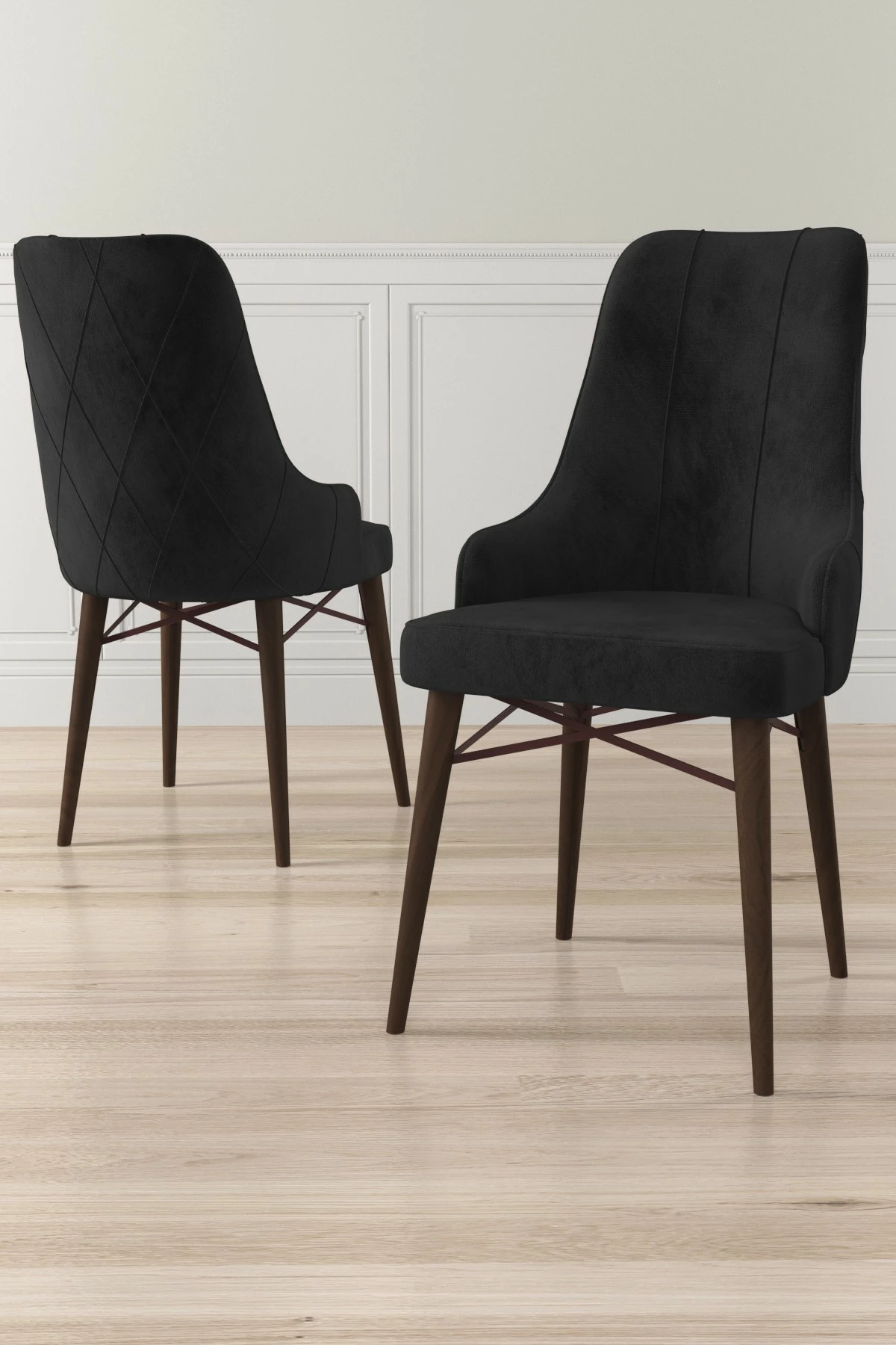 Set karrigash (4 copë) Hanah Home, Neta, e zezë, kafe