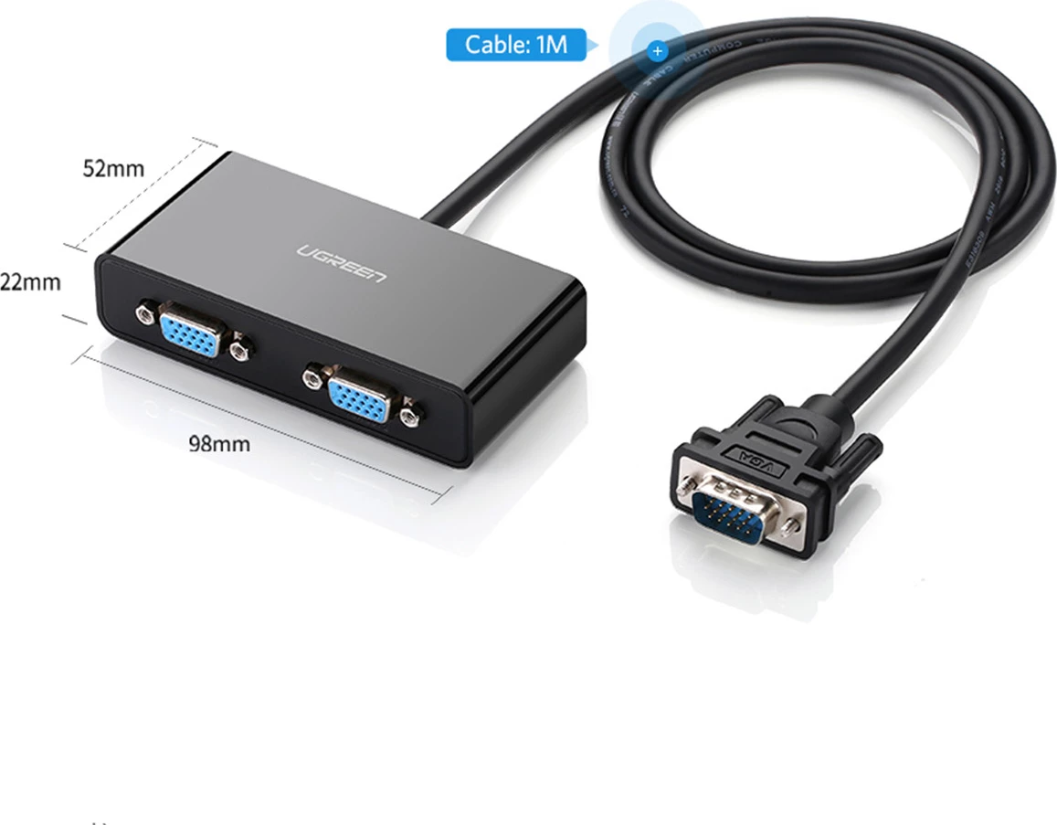 Splitter VGA Ugreen 40254, 1x2, 1920x1440 60Hz, 1m, i zi
