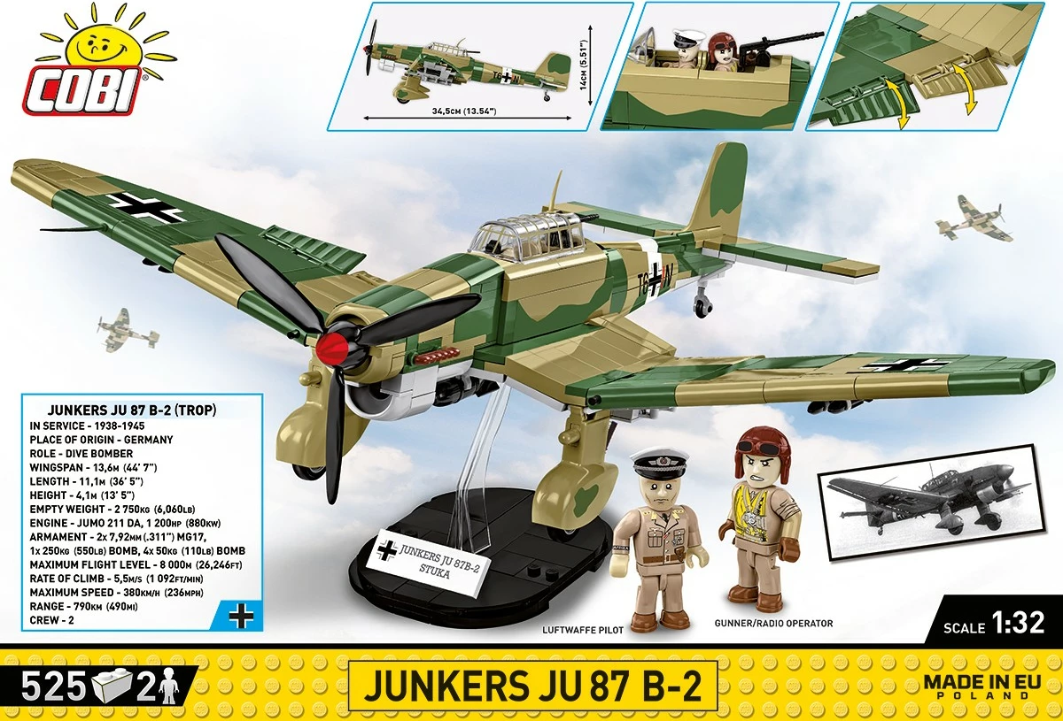 Set blloqesh Cobi Klocki Junkers Ju 87 B-2, 525 pjesë, Kamuflazh tropikal