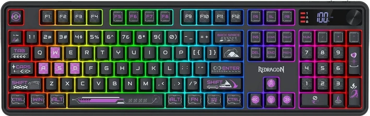 Tastierë gaming Redragon Volcano K526BP-PRO, RGB, wireless/wired, black
