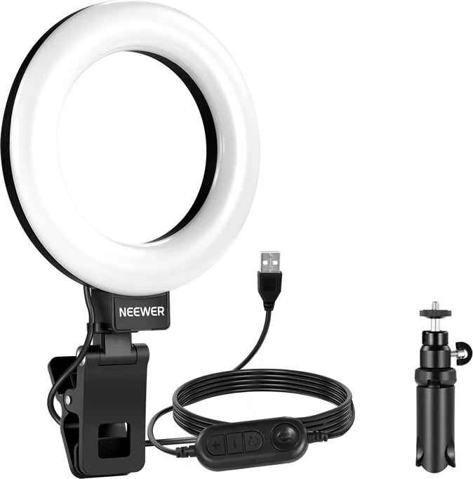 Ring light Neewer BR60, 5 inç, me kapëse dhe tripod, LED, USB