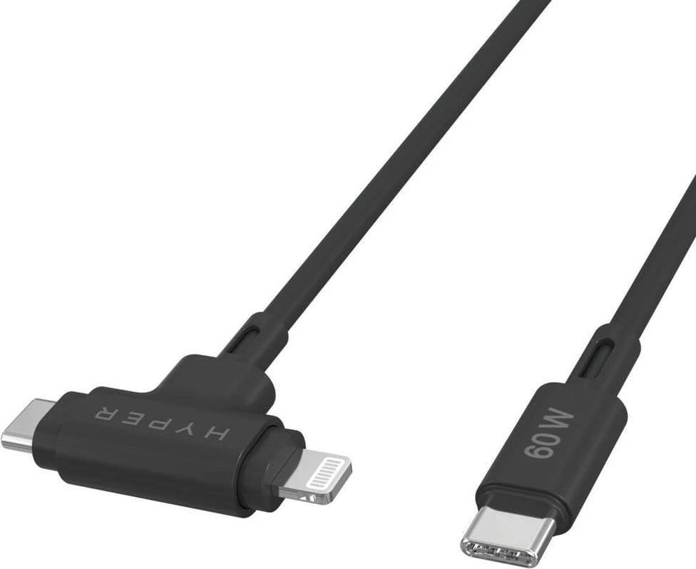 Kabllo Targus HyperJuice USB-C në USB-C/Lightning, 1.5m, 60W, e zezë