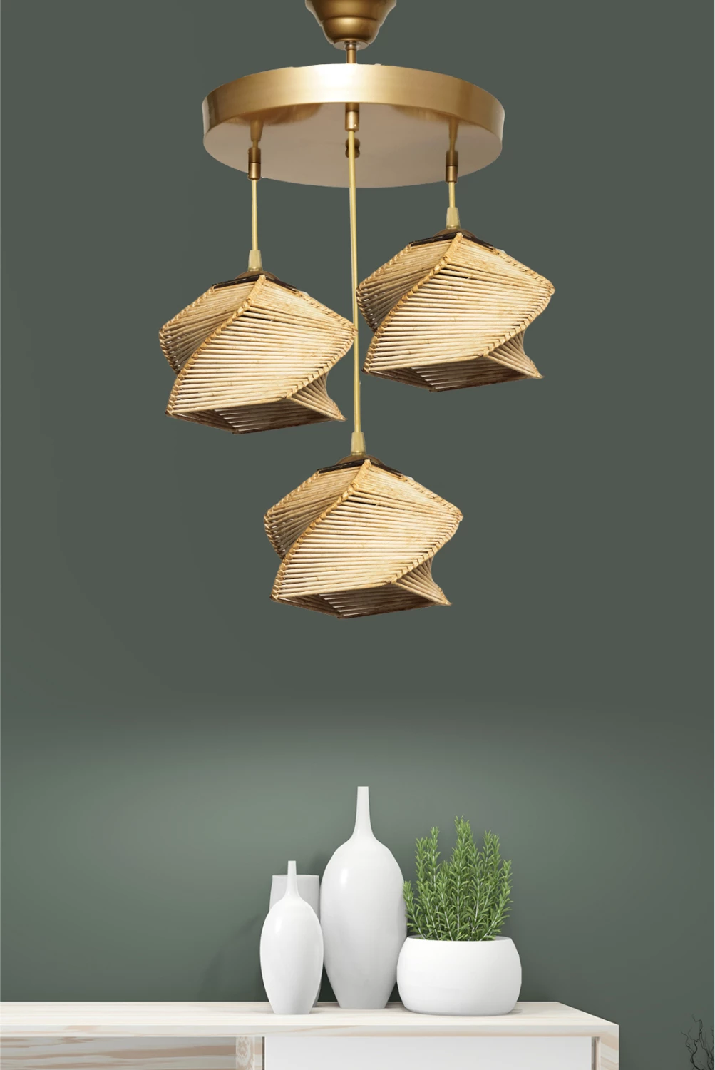 Llampë varëse për tavan, ngjyrë natyrale, FH7493.02, 35x35x85 cm