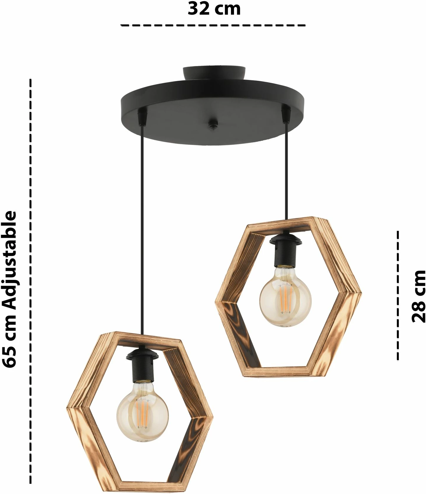 Llambë tavani Opviq, Hexagon Double B, natyrale dhe e zezë