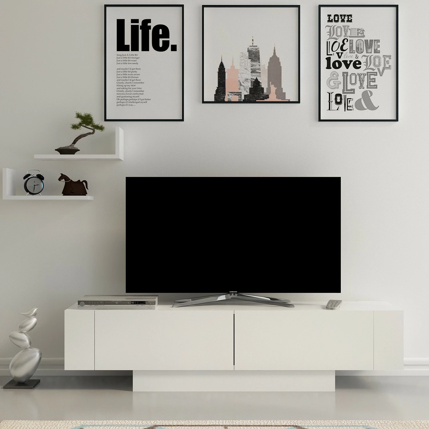 Komodë TV Hanah Home, ngjyrë e bardhë, Matera