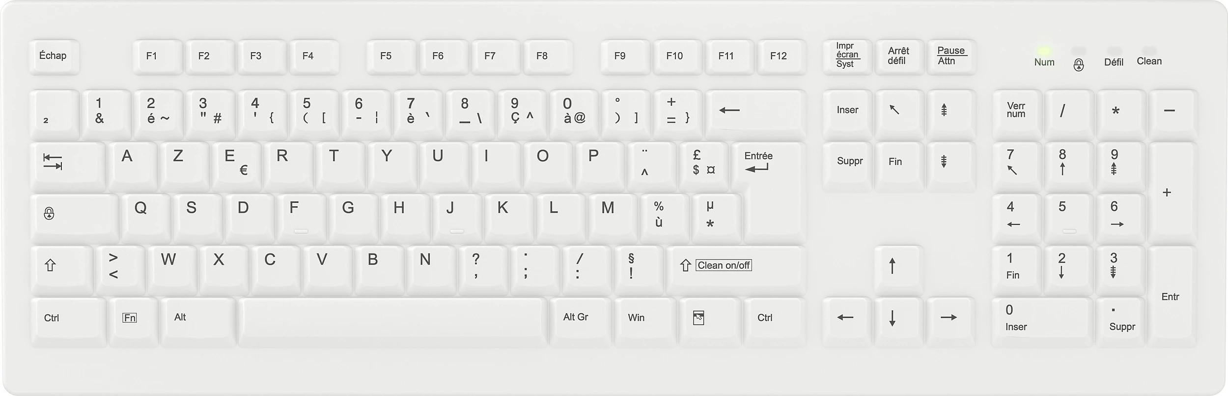 Tastierë Active Key AK-C8100F-FU1-W/FR, wireless RF 2.4GHz, AZERTY FR, full-size, e bardhë