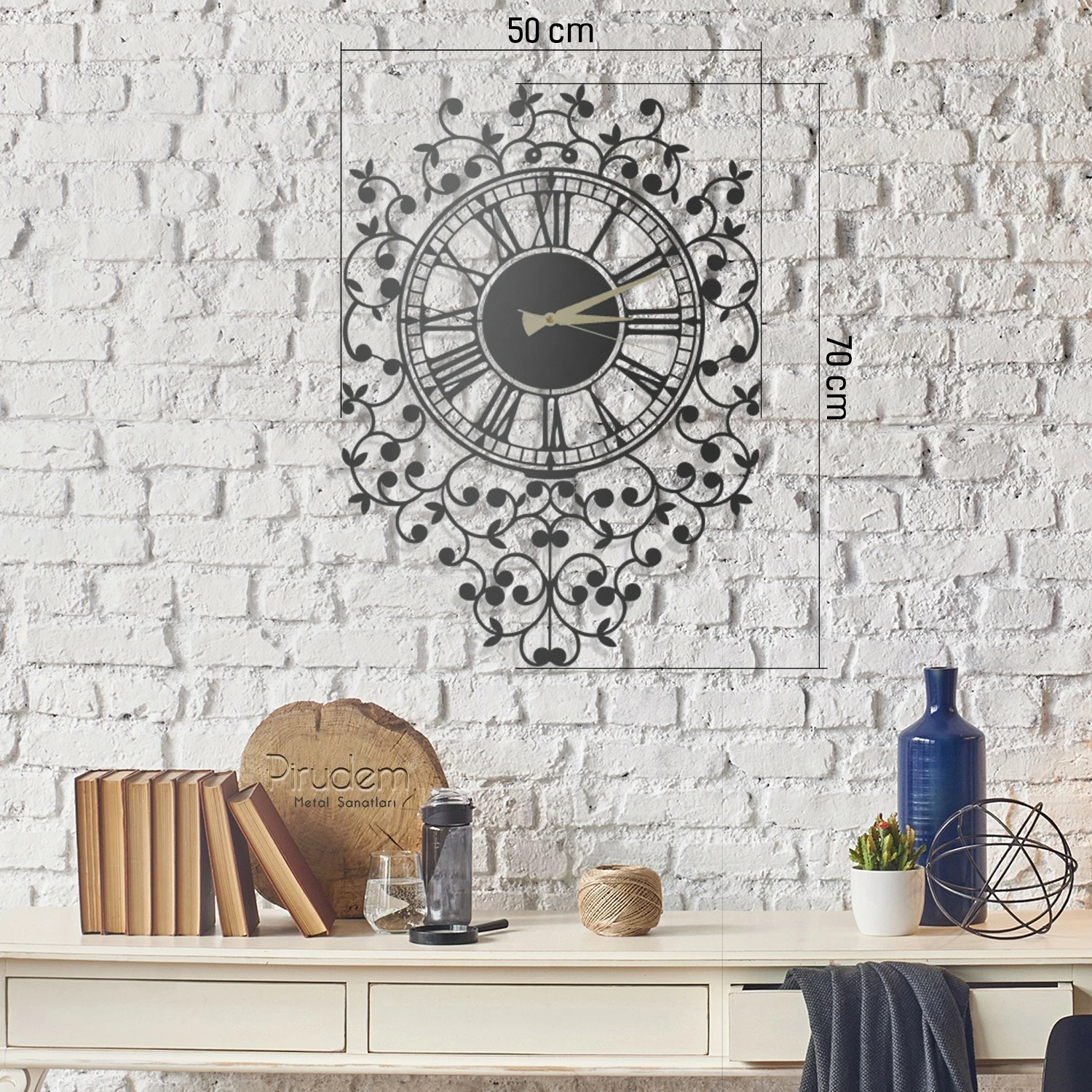 Orë muri dekorative prej metali Wallity, Tissue, e zezë, 50x70cm