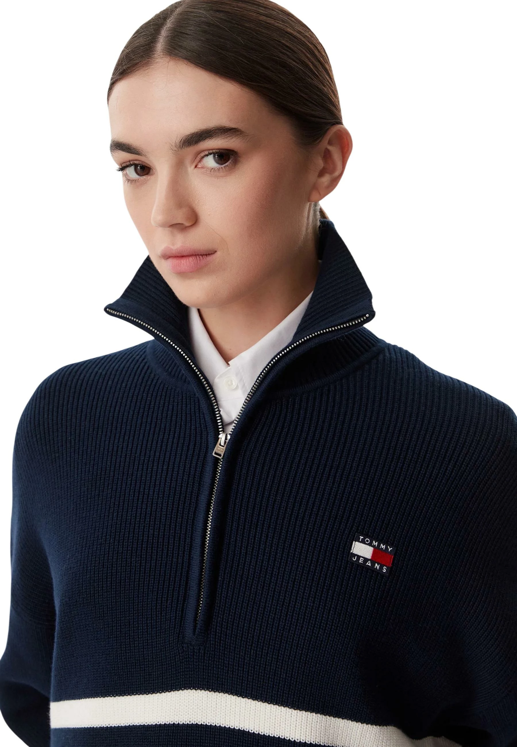 Xhemper për femra Tommy Hilfiger Jeans DW0DW22928, kaltër e errët [Madhësia: S]