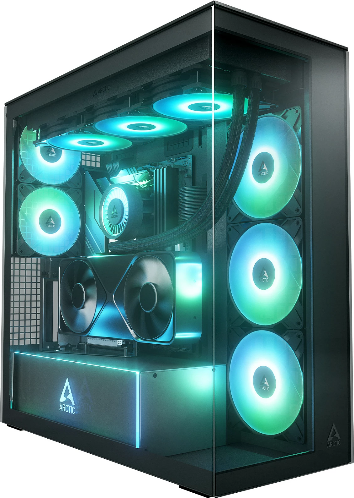 Kasë ARCTIC Xtender, Midi Tower, xham i temperuar, RGB, e zezë