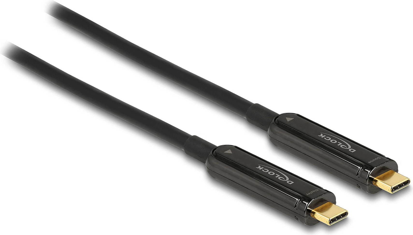 Kabllo video USB-C DeLOCK Active Optical 5 m, 4K@60Hz, e zezë