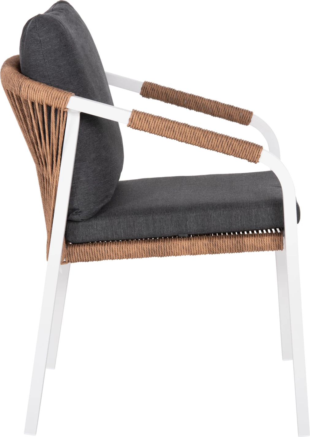 Karrige MAERLY FH6051.01 alumini e bardhë, jastëk antracit, ratan sintetik ngjyrë kafe e çelur, 55.5x62.5x85 cm