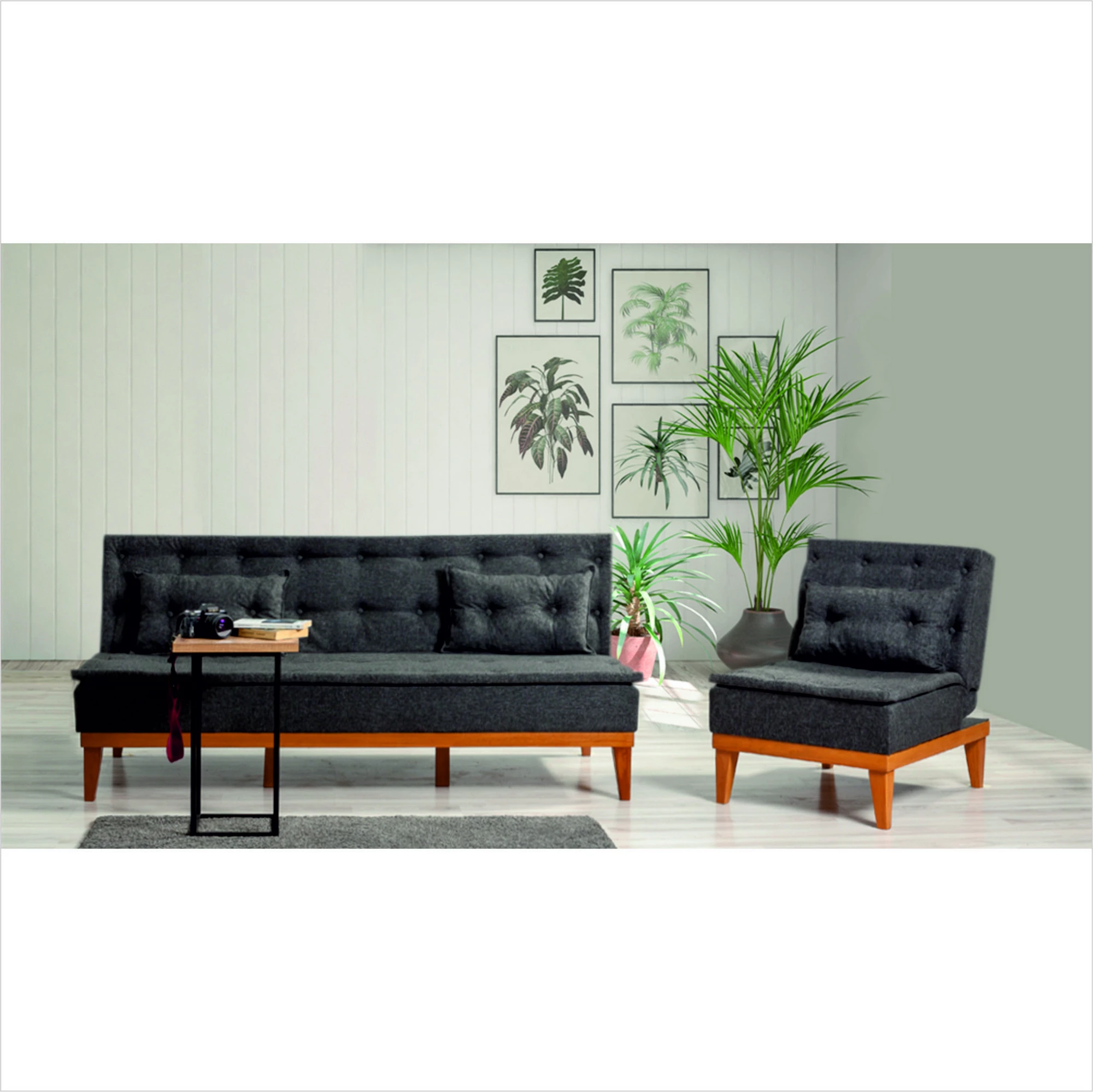 Set divani-krevat Atelier del Sofa, ngjyrë antracit, Fuoco-TKM01-1053