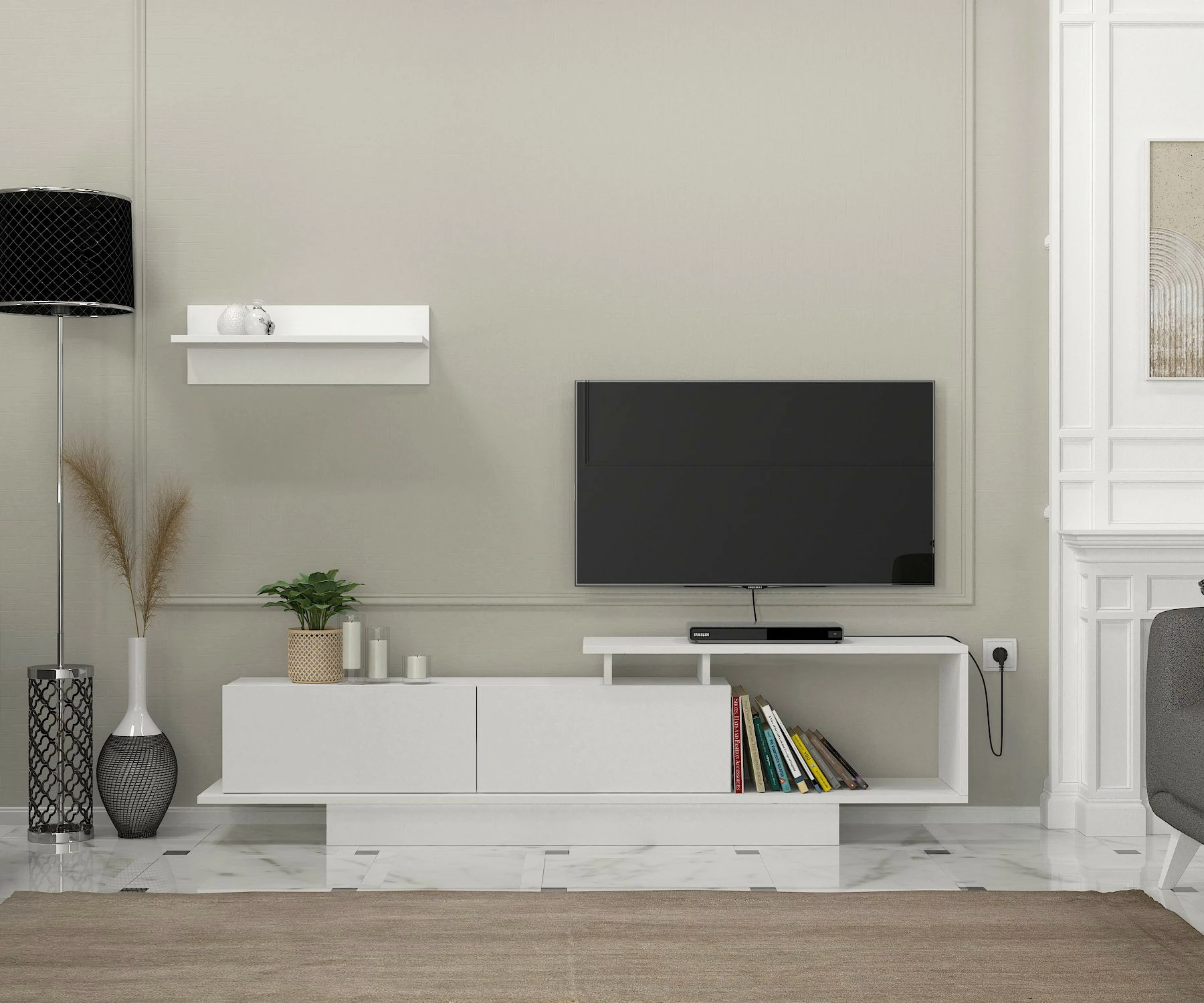 Komodë TV Hanah Home, Asos, e bardhë