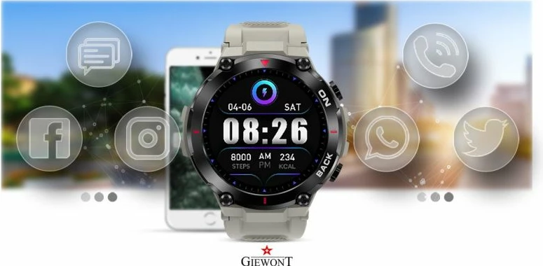 Smartwatch sportiv Giewont, gri