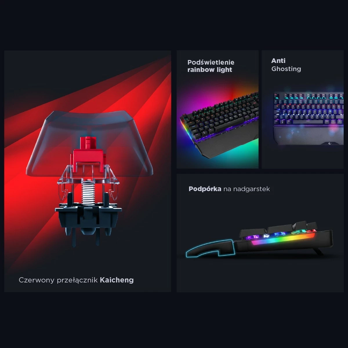 Tastierë mekanike Rampage KB-R86 UMBRA, Red Switch, e zezë