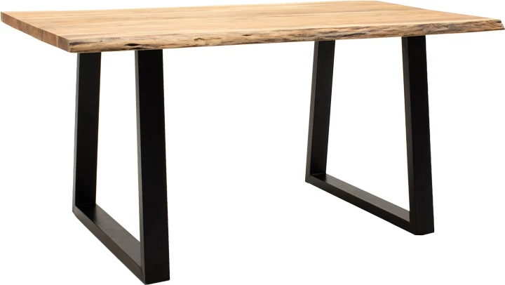 Tavolinë Miles Slim dru akacie ngjyrë natyrale me këmbë metali të zeza 180x90x76cm