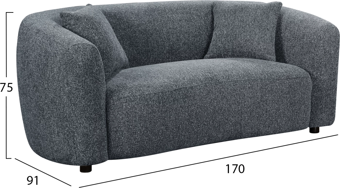 Divan dy vendësh NORD, material gri, FH3322.01, 170x91x75cm