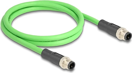 Kabllo Ethernet industriale M12 DeLOCK D-coded 4-pin, mashkull-në-mashkull, 1 m, PUR/TPU, e gjelbër