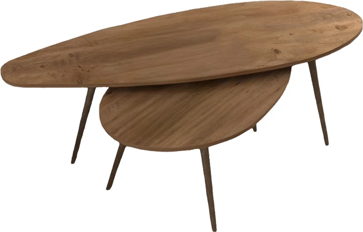 Set tavolinash kafeje Monty, ngjyrë natyrale, 2 copë, 116x46x46cm