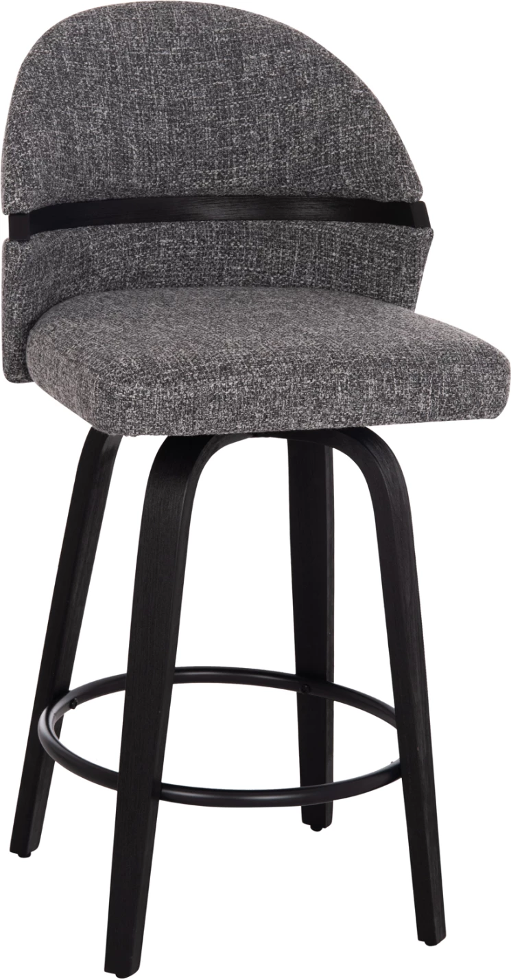 Karrige për bar rrotulluese DEKKER FH18250.03, dru i zi, material gri, 48x54x96cm, set prej 2 copë