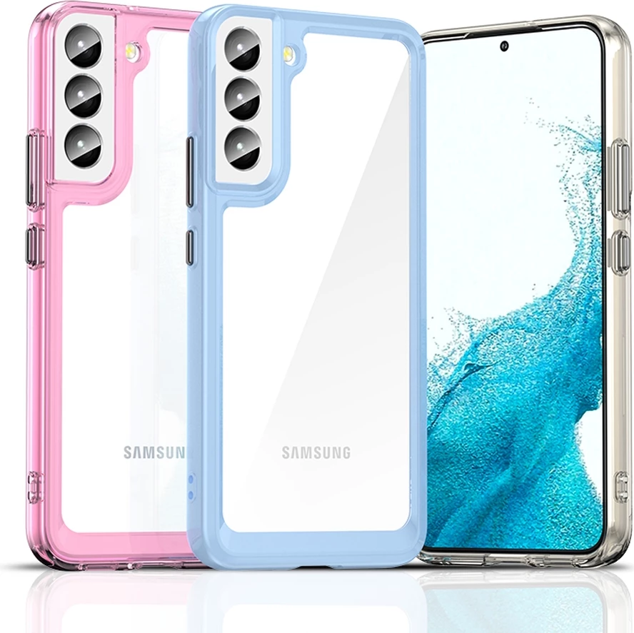 Mbështjellës Hurtel Outer Space Case për Samsung Galaxy S22+, i fortë me kornizë xheli, Blu