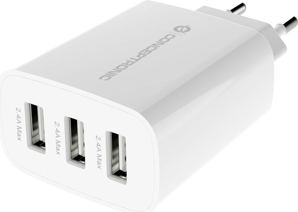 Karikues Conceptronic 3 porta USB-A 30W i bardhë