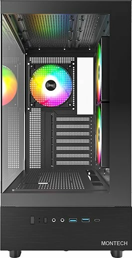 Kasë Montech XR ARGB Midi Tower ATX me USB-C, zi