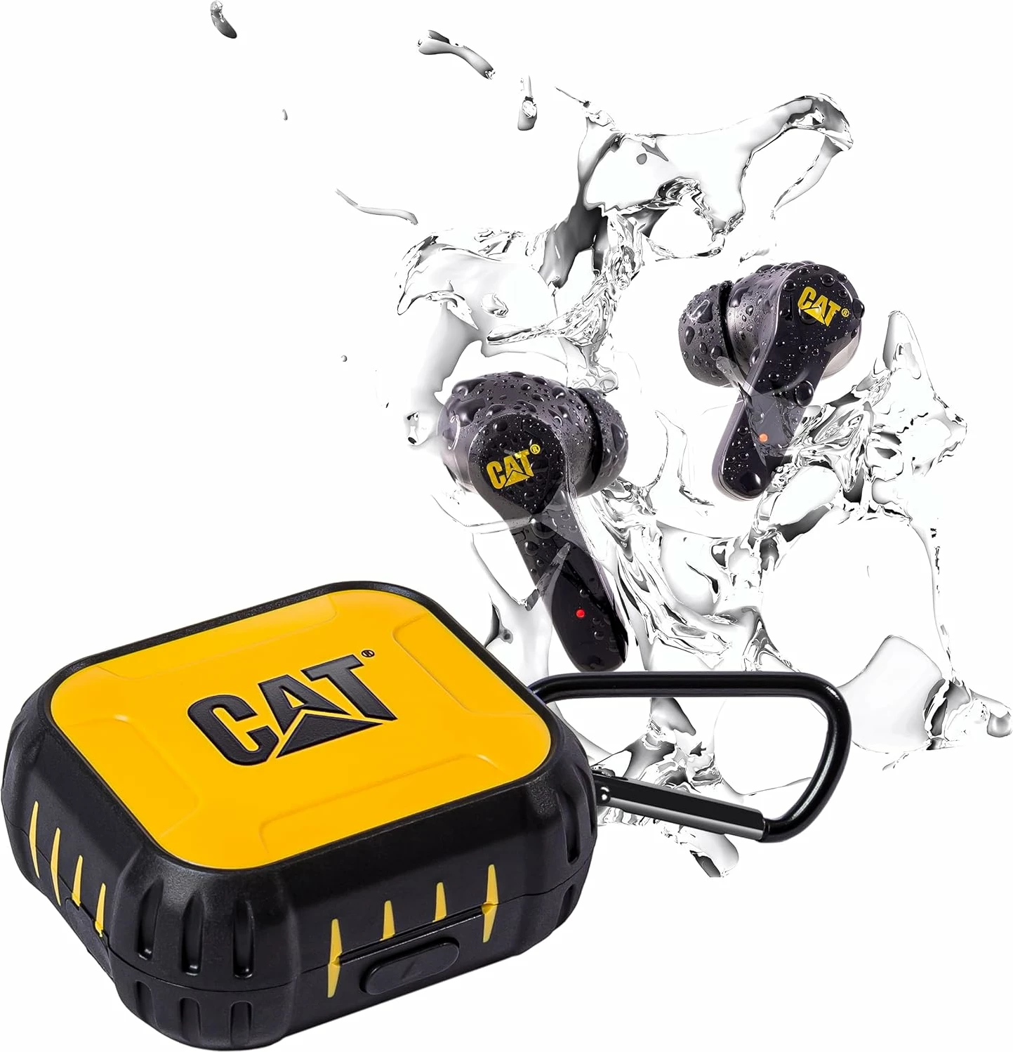 Kufje pa tela CAT CAT-BT-EARBUD, Bluetooth 5.0, IP55, 4-5 orë playback, touch control, me kuti karikimi, e zezë, set me kabllo USB-C dhe karabinier