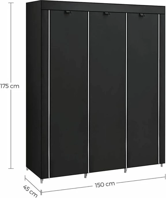 Garderobë prej pëlhure SONGMICS RYG12B 150x45x175 cm, 2 shufra varëse, me rafte, e zezë