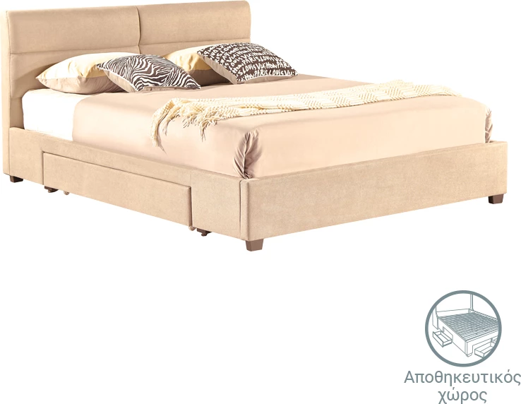 Krevat dopio me sirtar, ngjyrë bezhë, 160x200cm