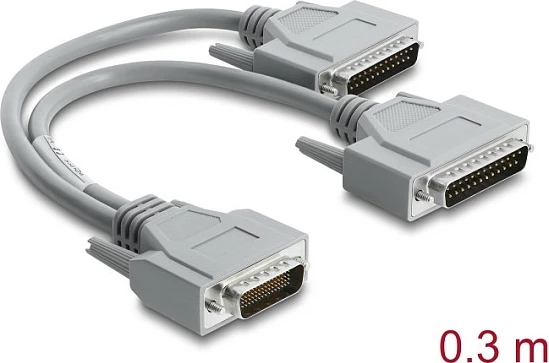 Kabllo adapter Y seriell RS-232 DeLOCK, LFH D-Sub HD 60-pin në 2x D-Sub 25-pin, 0.3 m, gri