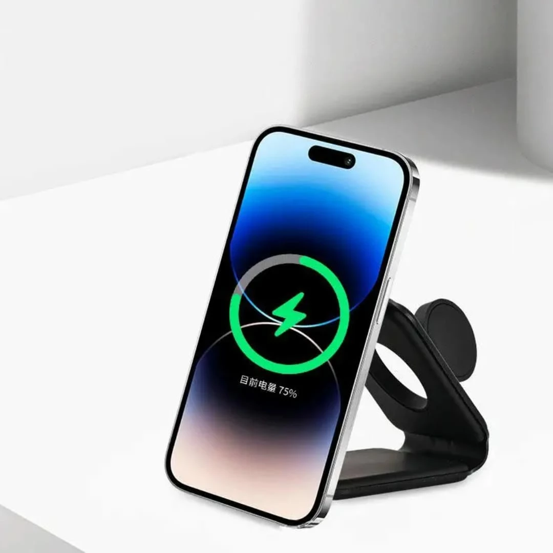 Karikues Wireless Magnetik 3-në-1 i Palosshëm për Telefon, Orë dhe AirPods