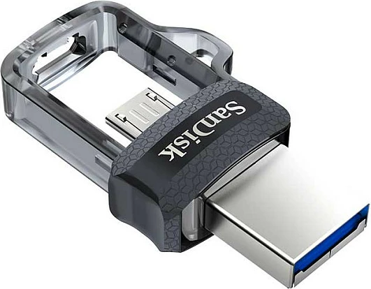 USB stick Sandisk Ultra Dual m3.0 256GB, USB 3.2, Micro-USB, zi/argjend/transparente