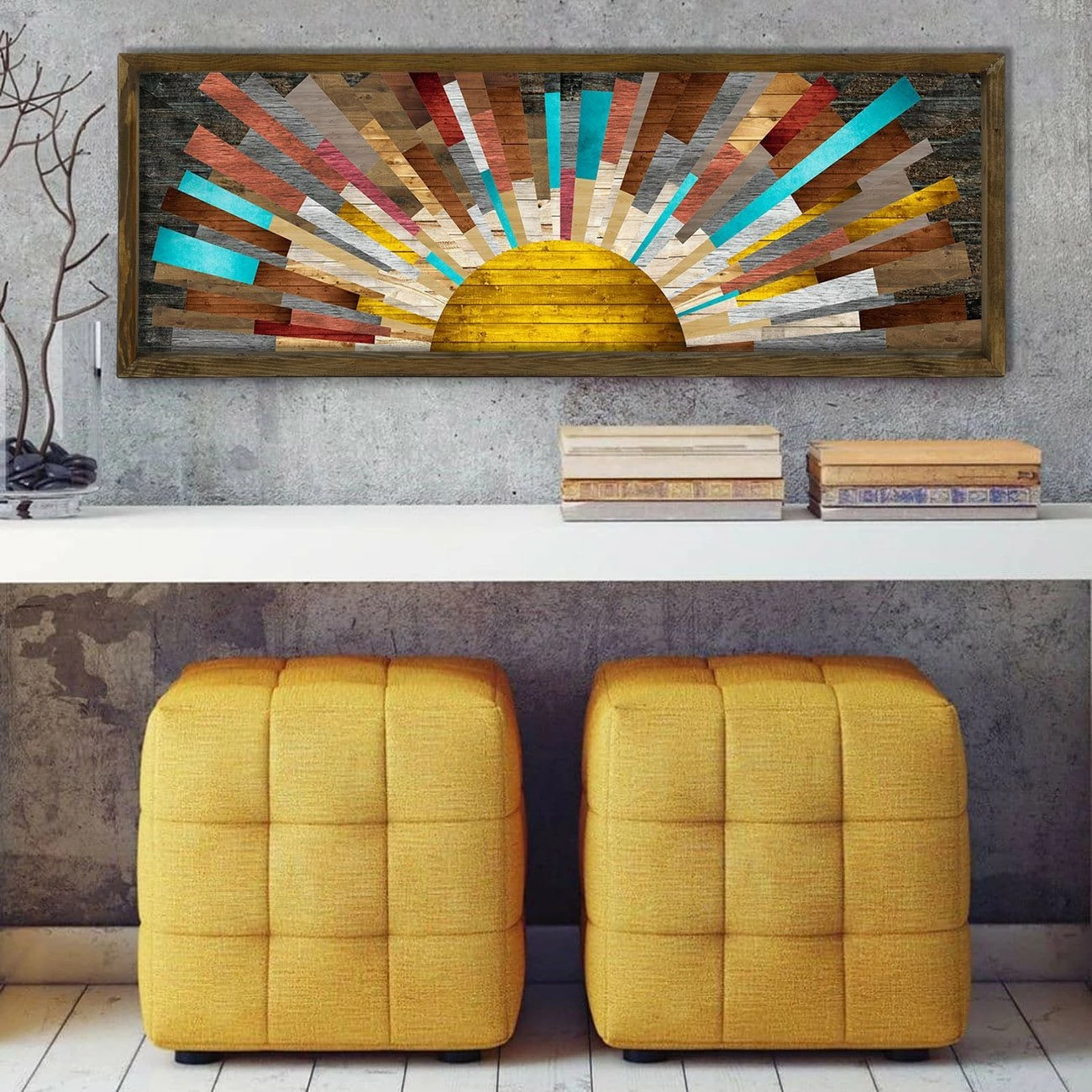 Pikturë dekorative me kornizë MDF, shumëngjyrëshe, TAH021, 40x120cm