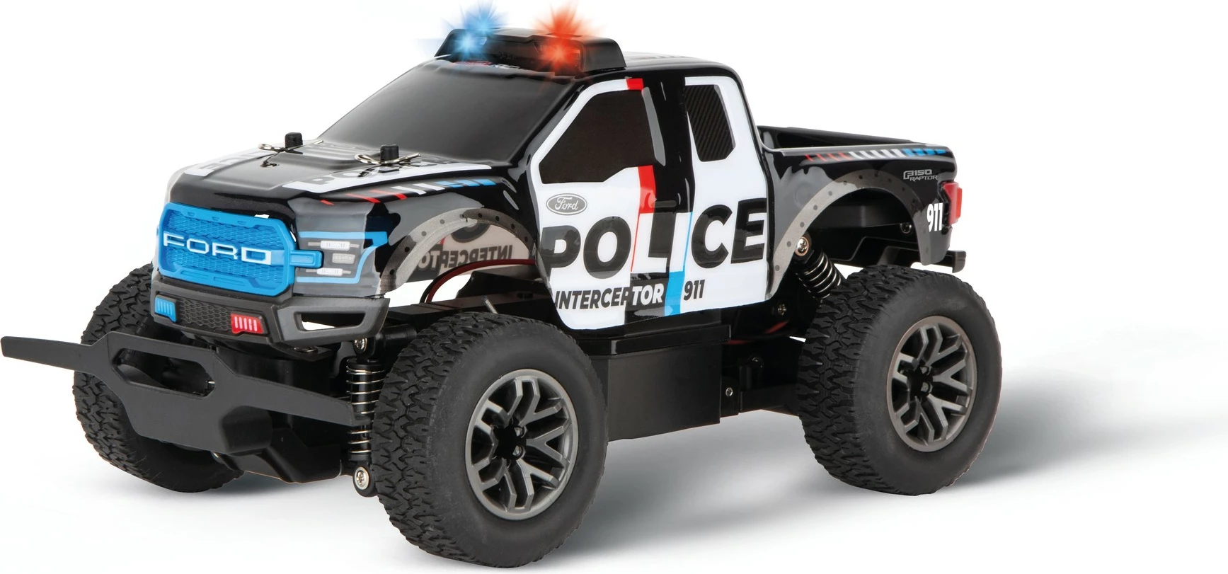 Makine lodër Carrera Ford F-150 Raptor Police RC, 2.4GHz, offroad, 20 min bateri, zi/bardh/blu