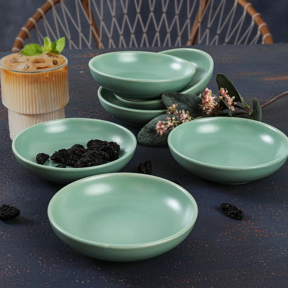 Set tasash për salcë, qeramike, 6 copë, ngjyrë e gjelbër, Hermia Concept, 13cm